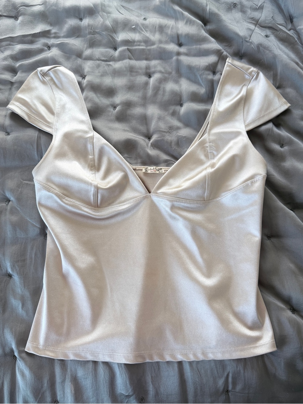 Free People Duo Corset Cami Top Light Silver Size M